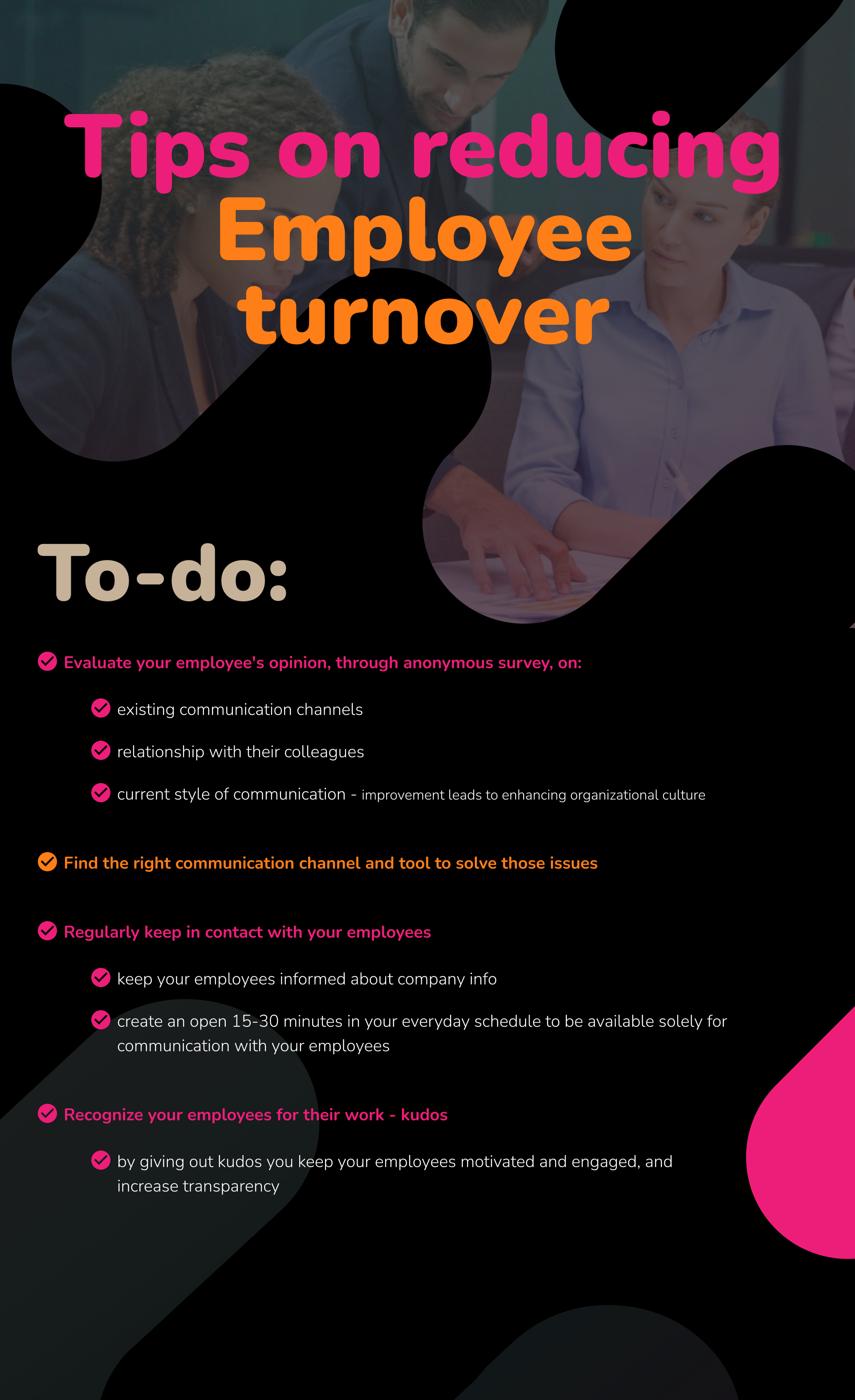 Tips on reducing employee turnover.